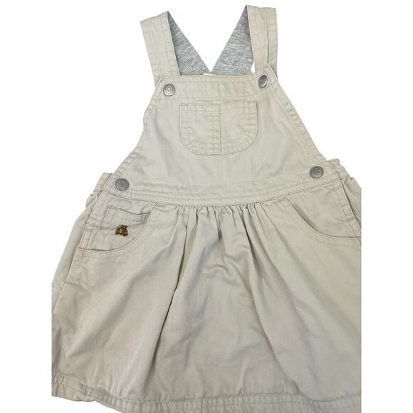 Vintage Y2K Baby Gap Romper Dress Overalls Khaki Cotton Lined size 6-12 months - Picture 2 of 13